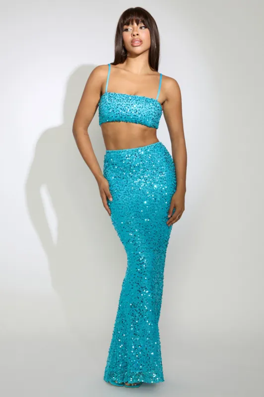 ZEENA MAXI SKIRT - AQUA sold by Runaway The Label