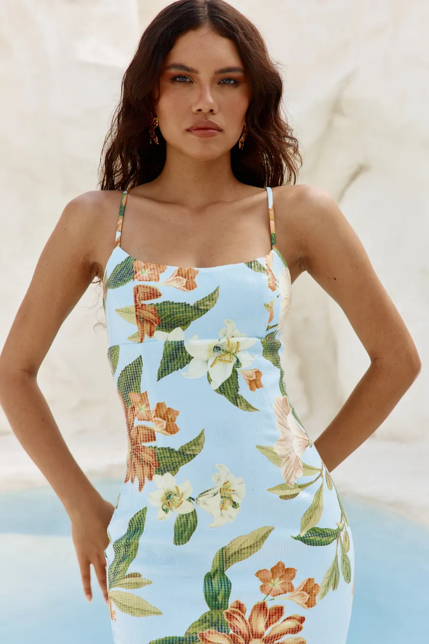 MAIORI MINI DRESS - BLUE FLORAL sold by Runaway The Label product image thumbnail 3