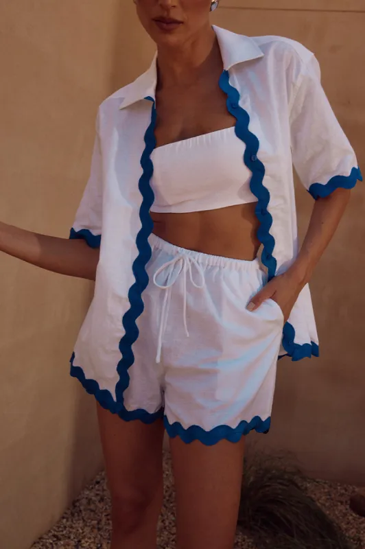 HARRY SHIRT - WHITE/ROYAL sold by Runaway The Label