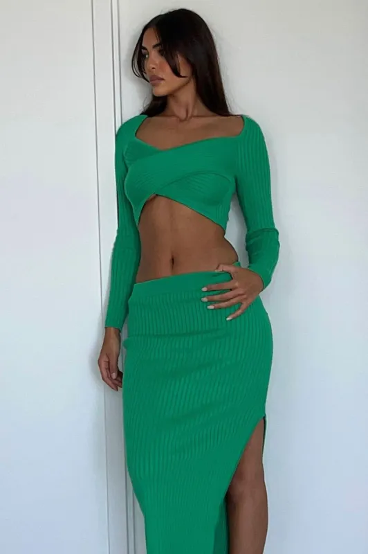 Cosette Midi Skirt - Emerald sold by Runaway The Label