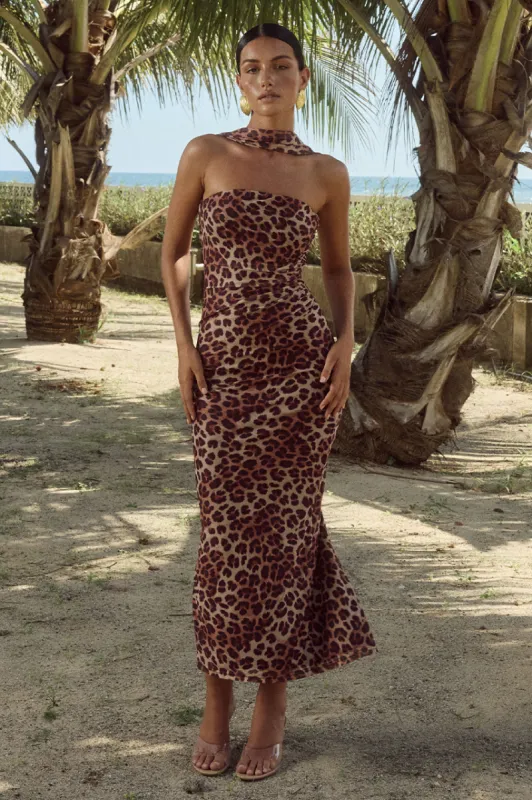 ANTONIE MIDI DRESS - LEOPARD PRINT sold by Runaway The Label