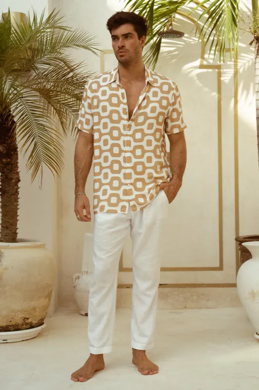 MASON SHIRT - SAND/WHITE sold by Runaway The Label