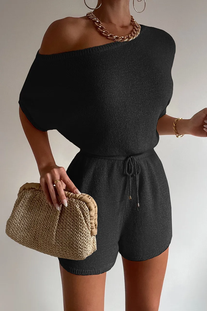 MIAMI KNIT PLAYSUIT - BLACK sold by Runaway The Label