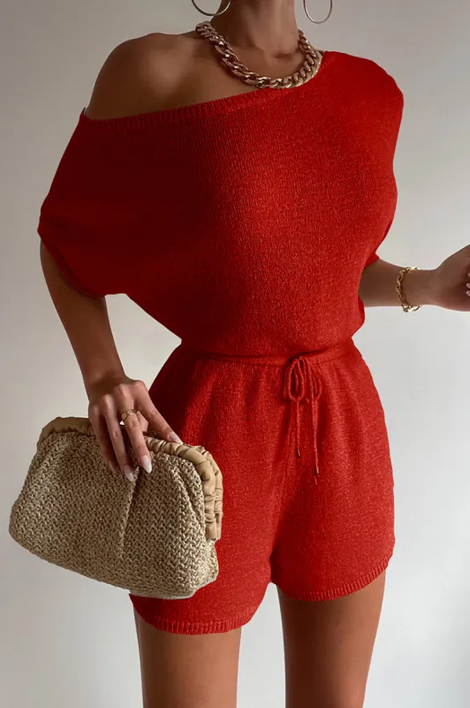 MIAMI KNIT PLAYSUIT - RED sold by Runaway The Label
