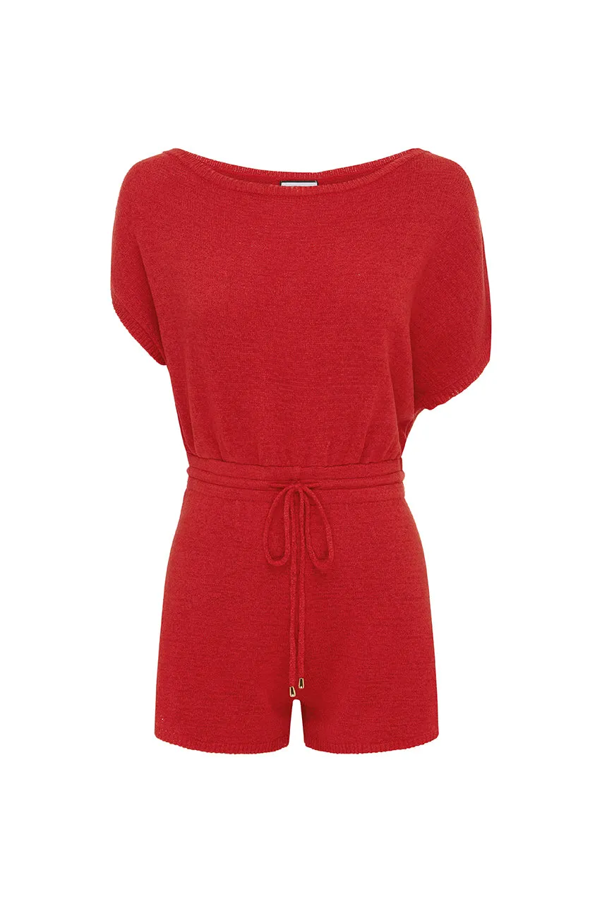 MIAMI KNIT PLAYSUIT - RED sold by Runaway The Label product image thumbnail 3