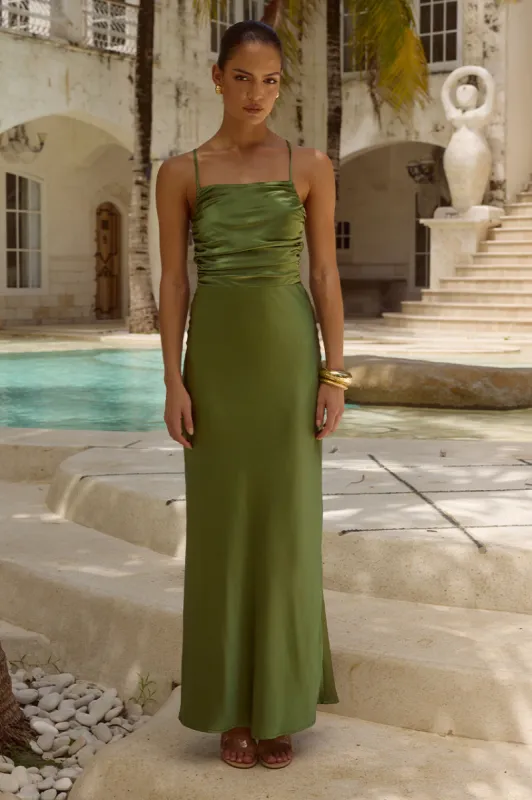 LUCIENNE MAXI DRESS - OLIVE sold by Runaway The Label