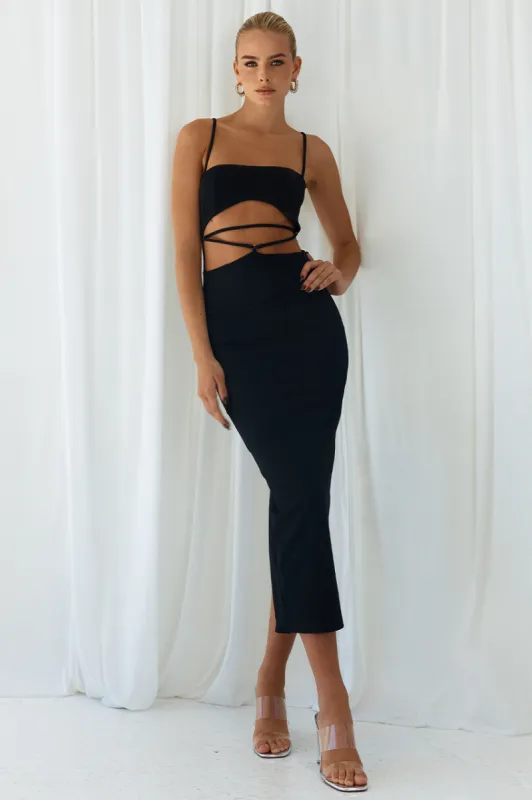HARPER MIDI DRESS - BLACK sold by Runaway The Label