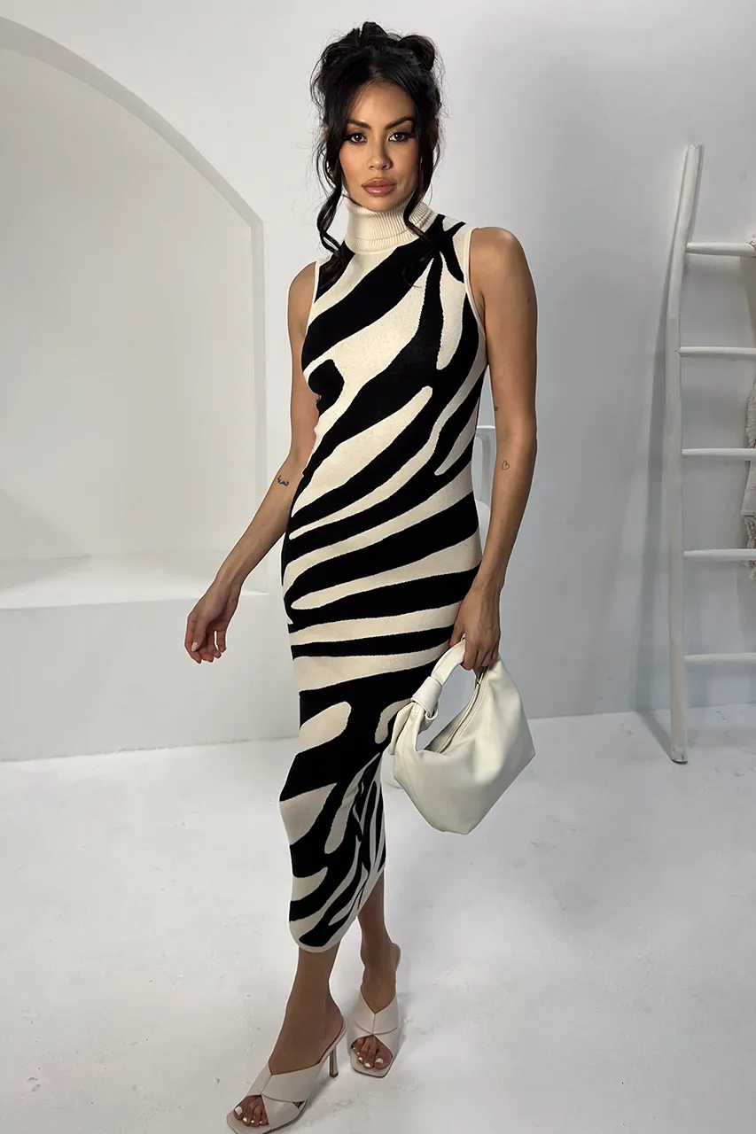 VENTURA MIDI DRESS - SAND/BLACK sold by Runaway The Label