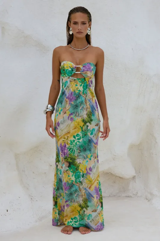VELZY STRAPLESS DRESS - ESME PRINT sold by Runaway The Label