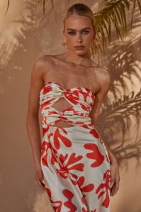 MELANY LONG MIDI DRESS - ORANGE BOTANICA sold by Runaway The Label