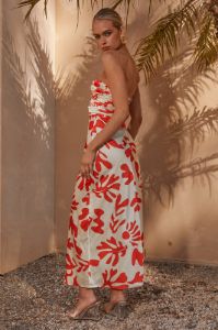 MELANY LONG MIDI DRESS - ORANGE BOTANICA sold by Runaway The Label