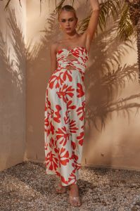 MELANY LONG MIDI DRESS - ORANGE BOTANICA sold by Runaway The Label