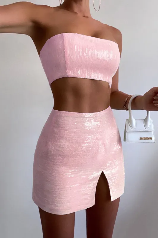 THE SEQUIN BANDEAU - PINK sold by Runaway The Label