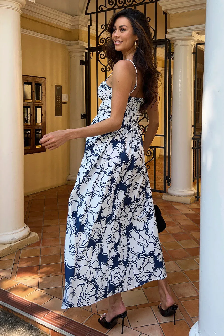 KELANI A-LINE MIDI DRESS - NAVY FLORAL sold by Runaway The Label product image thumbnail 2