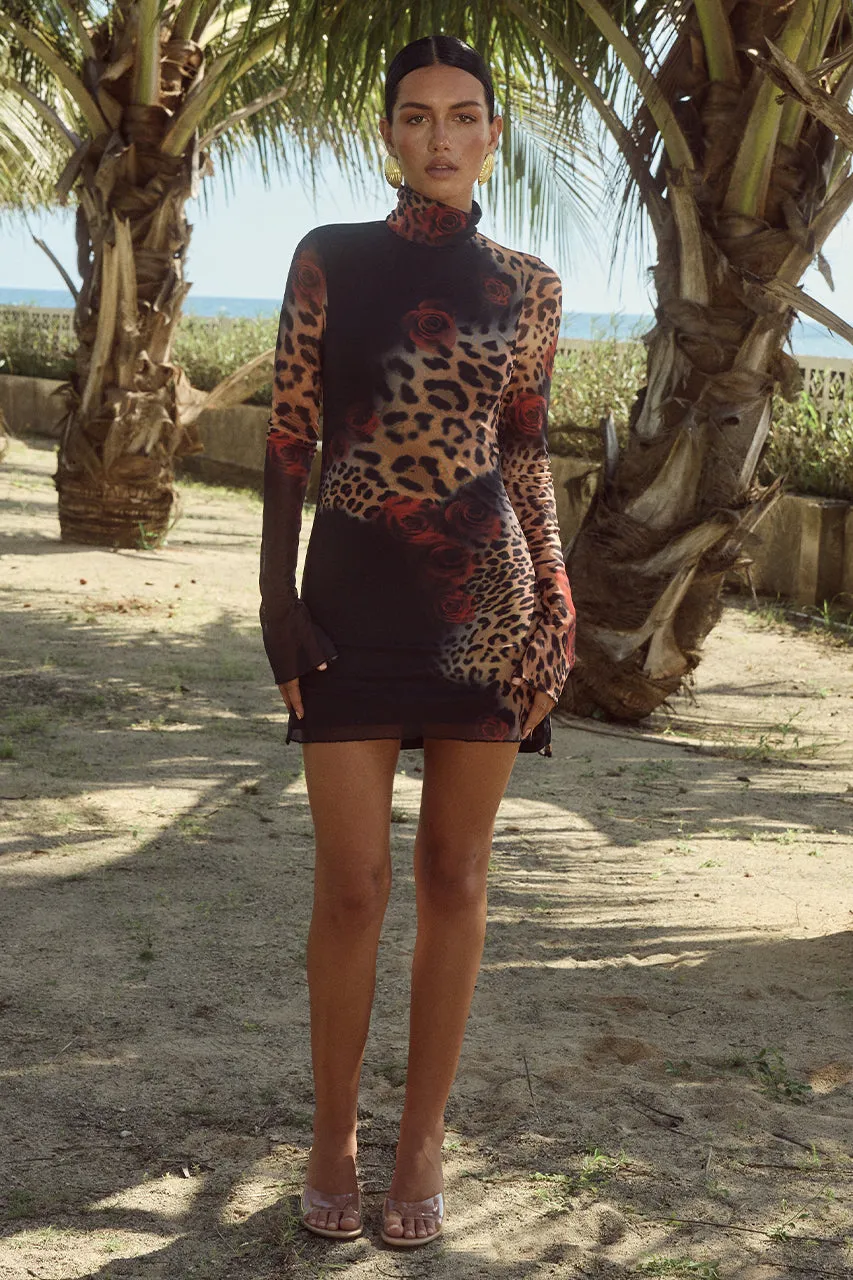 JORDI MINI DRESS - BLACK LEOPARD sold by Runaway The Label product image thumbnail 3