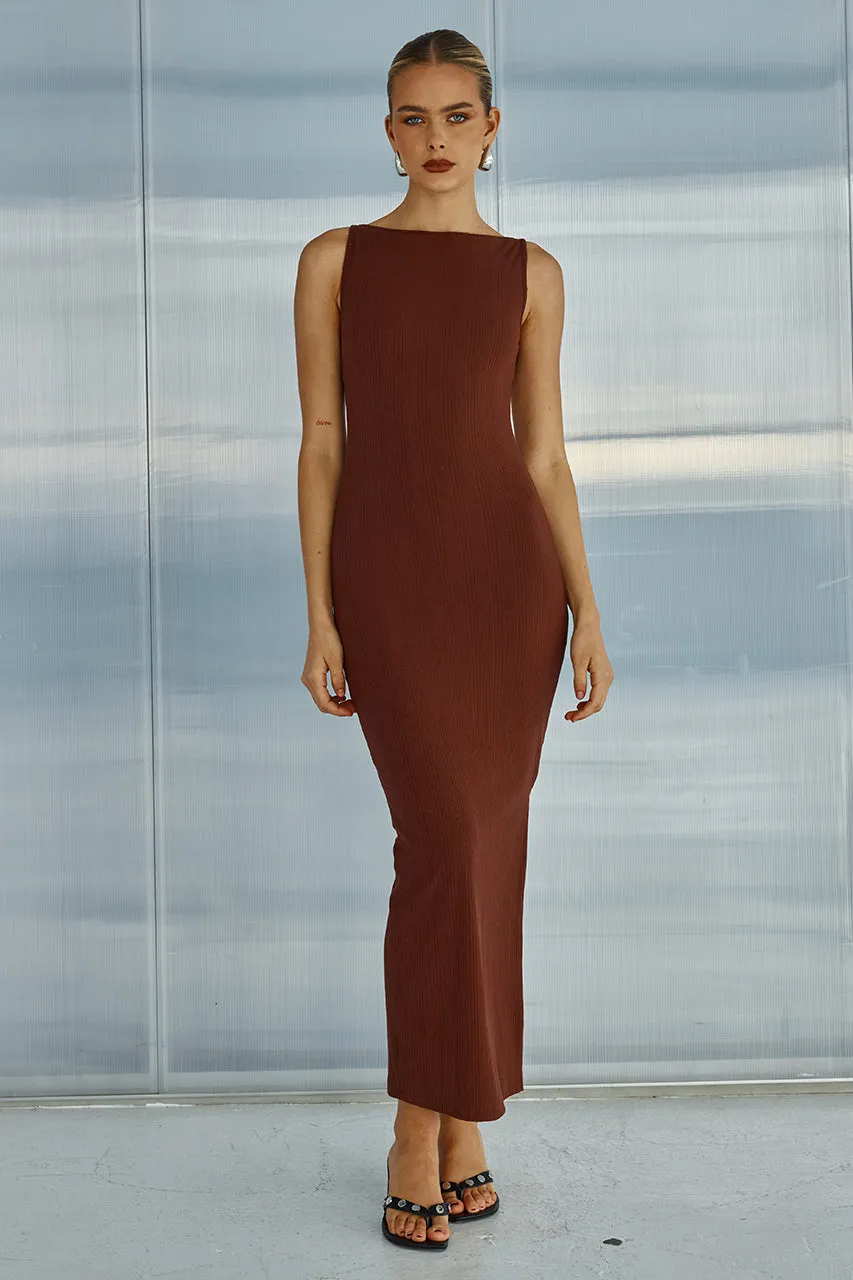 HUDSON MIDI DRESS - CHOCOLATE sold by Runaway The Label