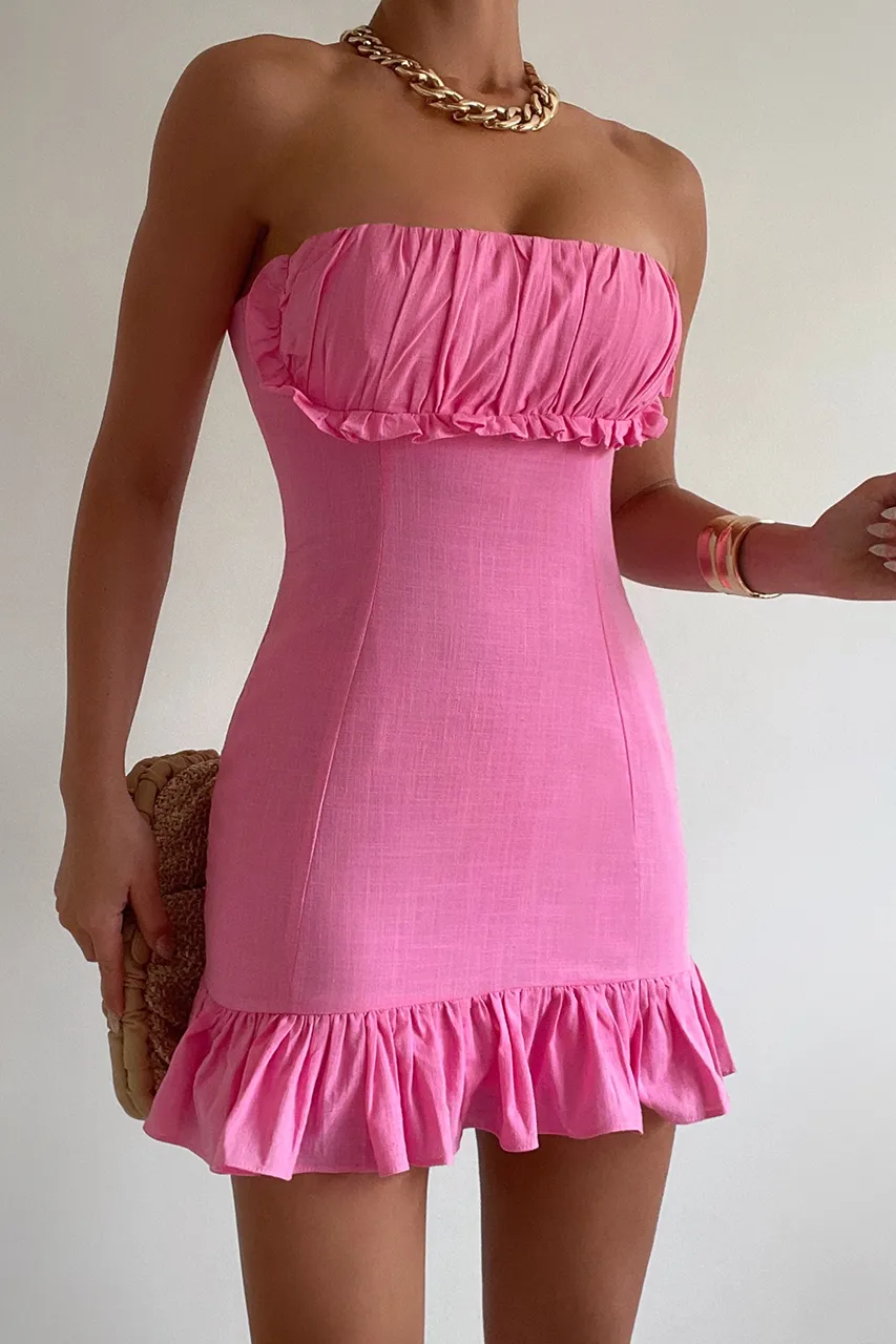 CORINA MINI DRESS - BUBBLEGUM sold by Runaway The Label