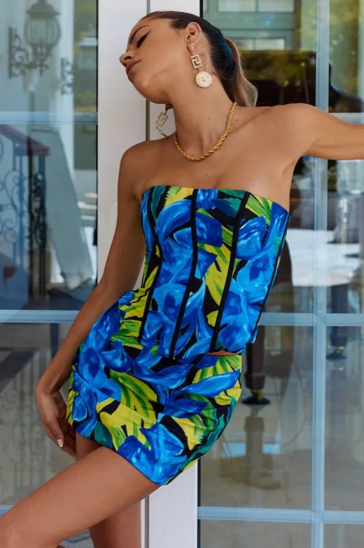 RIANNI CORSET - BLUE FLORAL sold by Runaway The Label