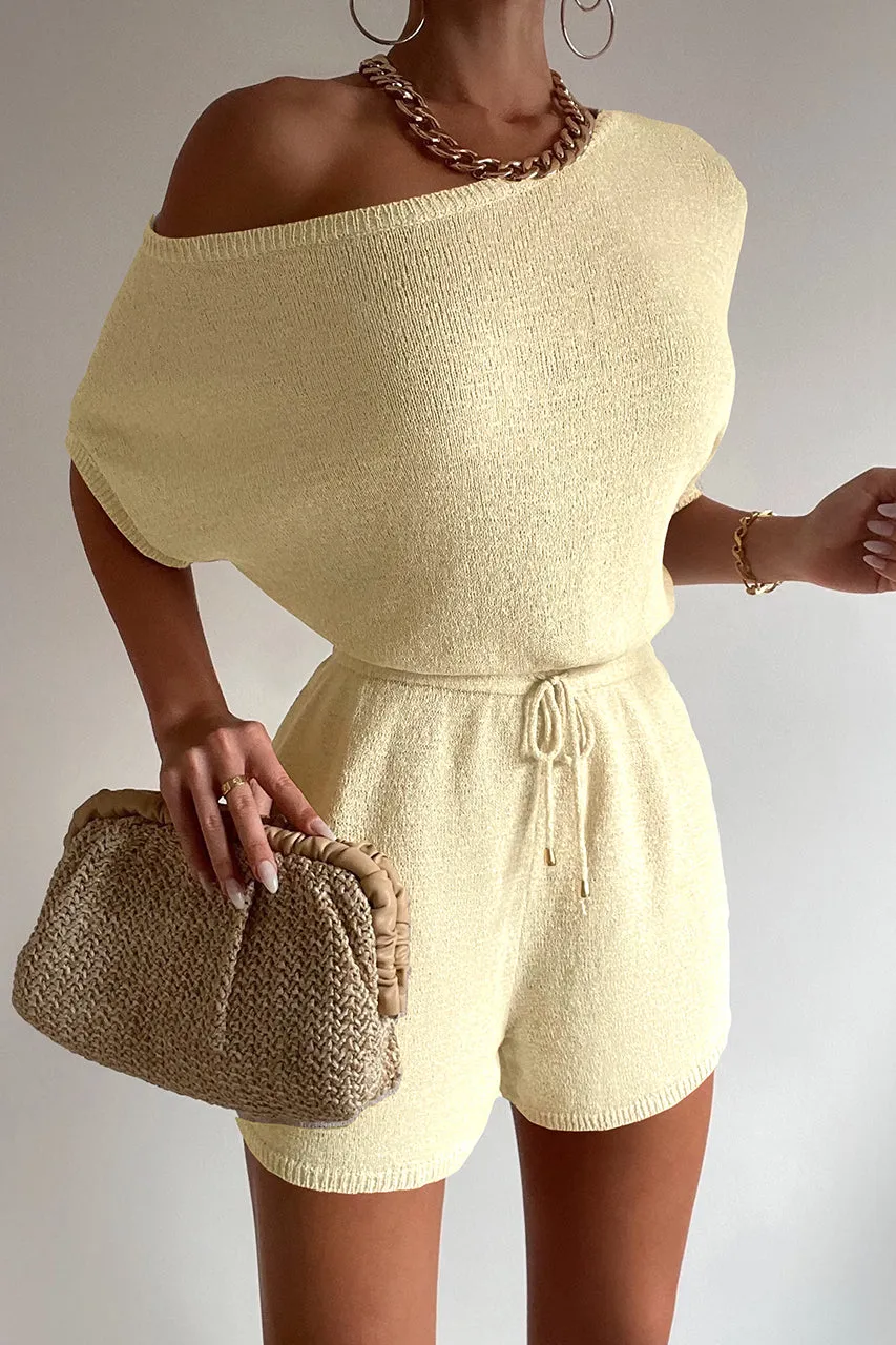 MIAMI KNIT PLAYSUIT - LEMON sold by Runaway The Label