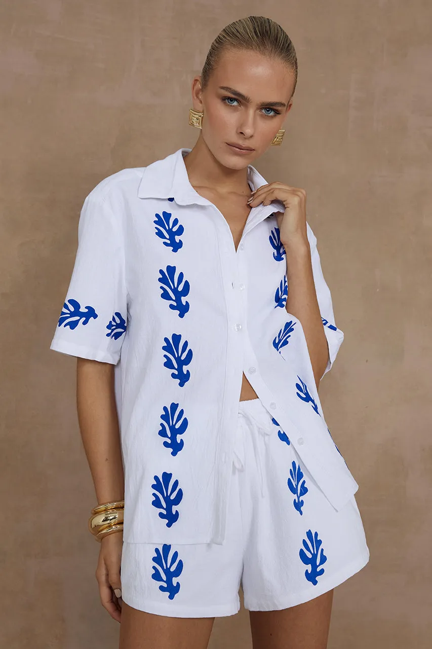 AMALIA SHIRT - WHITE/BLUE sold by Runaway The Label