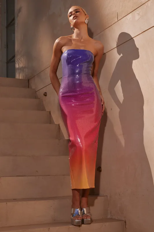 MALIBU MIDI DRESS - SUNSET sold by Runaway The Label