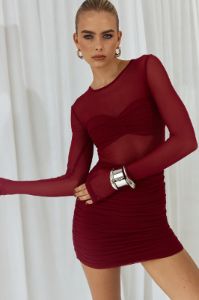 LAMOURA MINI DRESS  - WINE sold by Runaway The Label