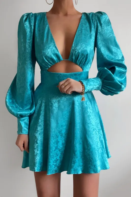 Rosalia Mini Dress - Aqua sold by Runaway The Label