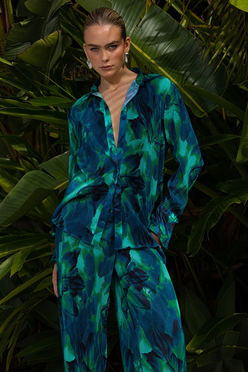 CALISTA PLEAT SHIRT - CALISTA GREEN sold by Runaway The Label