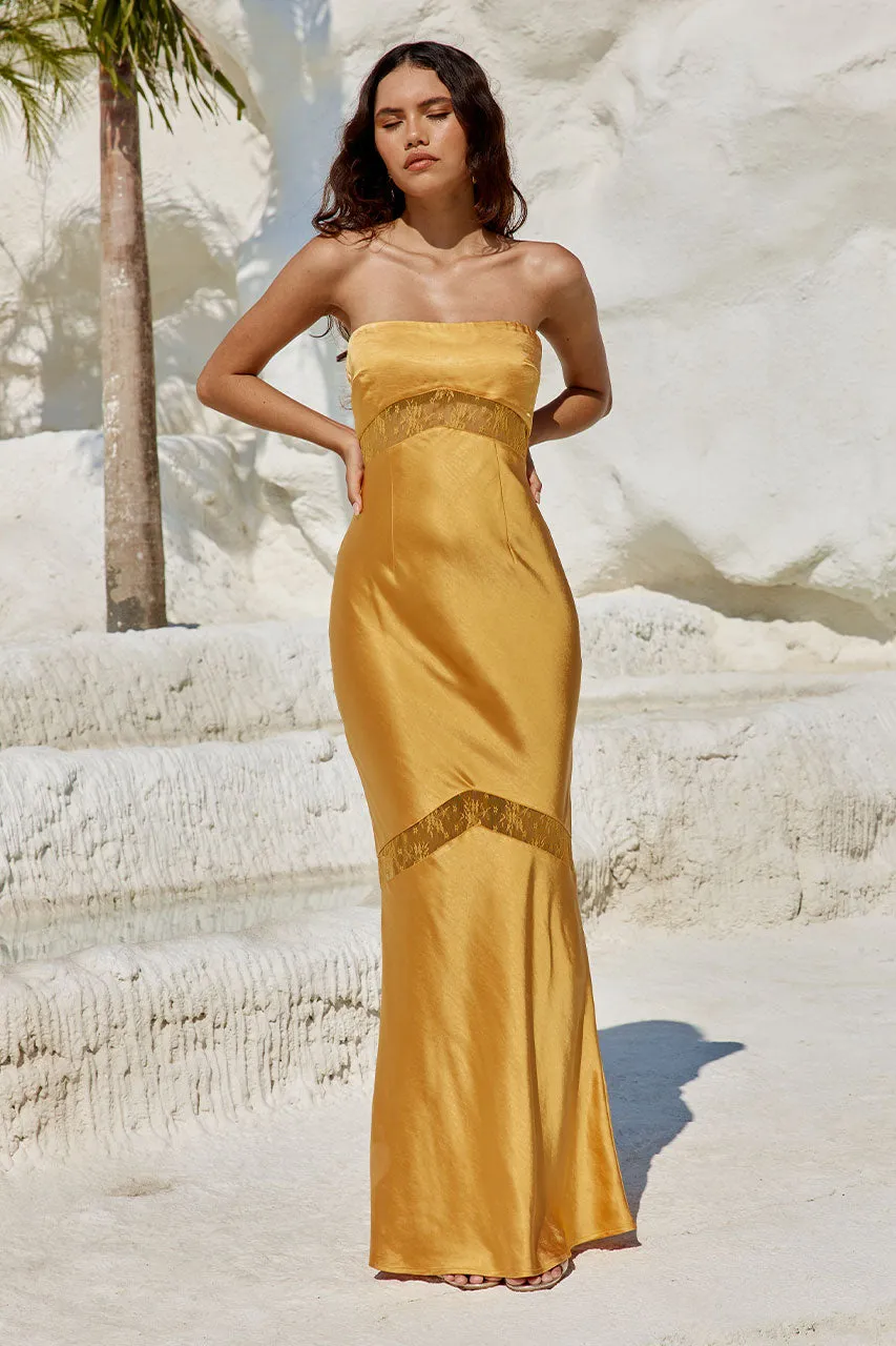 MELROSE STRAPLESS DRESS - ORANGE sold by Runaway The Label