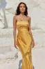MELROSE STRAPLESS DRESS - ORANGE sold by Runaway The Label