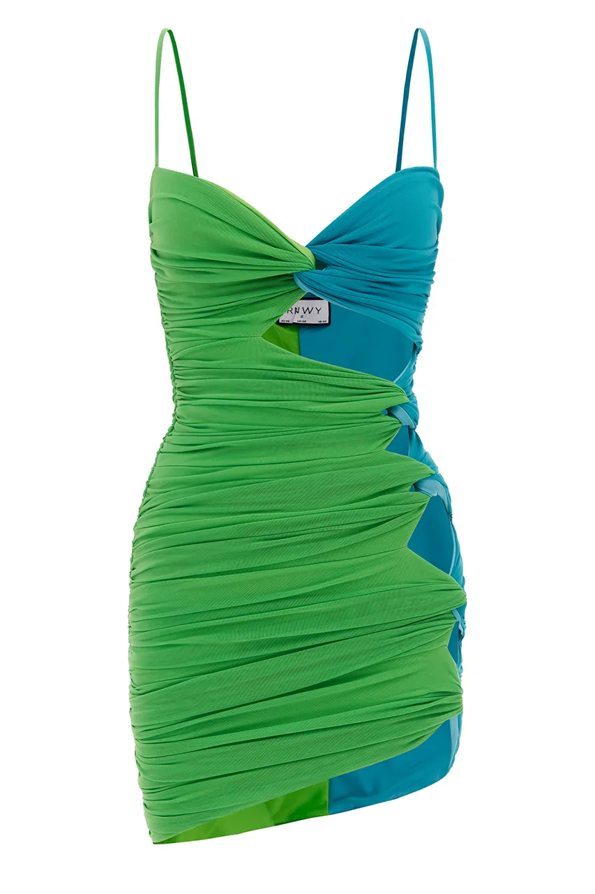 LILY MINI DRESS - GREEN/AQUA sold by Runaway The Label product image thumbnail 2