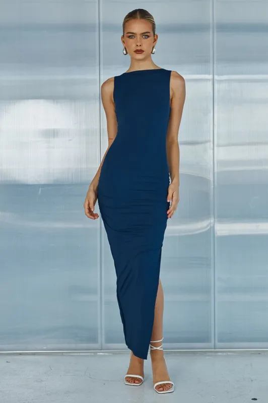JAE MIDI DRESS - NAVY sold by Runaway The Label