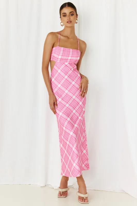 Valence Midi Dress - Pink Check sold by Runaway The Label