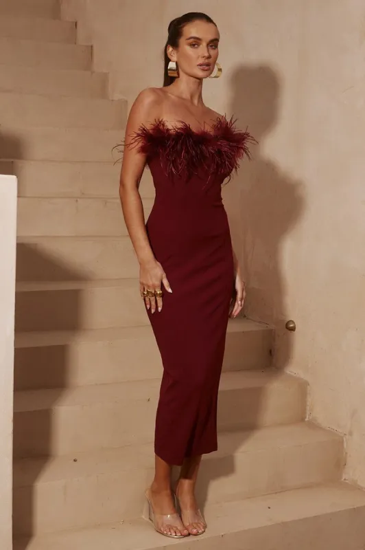 VALENTINA MIDI DRESS - WINE sold by Runaway The Label