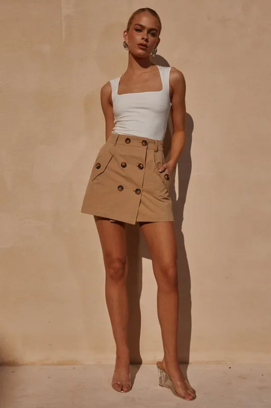 TABITHA MINI SKIRT - SAND sold by Runaway The Label