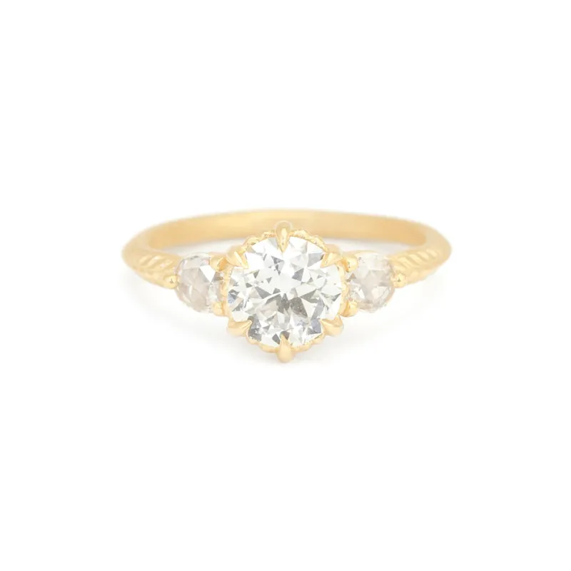 Evergreen 3-Stone Ring (LC8953) - Old Euro Cut Diamond made by Meghan Thorne Jewlery