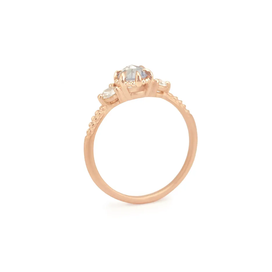 Evergreen 3-Stone Ring - Rose Gold Clear Blue Sapphire sold by Meghan Thorne Jewlery product image thumbnail 4