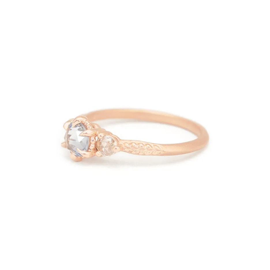 Evergreen 3-Stone Ring - Rose Gold Clear Blue Sapphire sold by Meghan Thorne Jewlery product image thumbnail 3