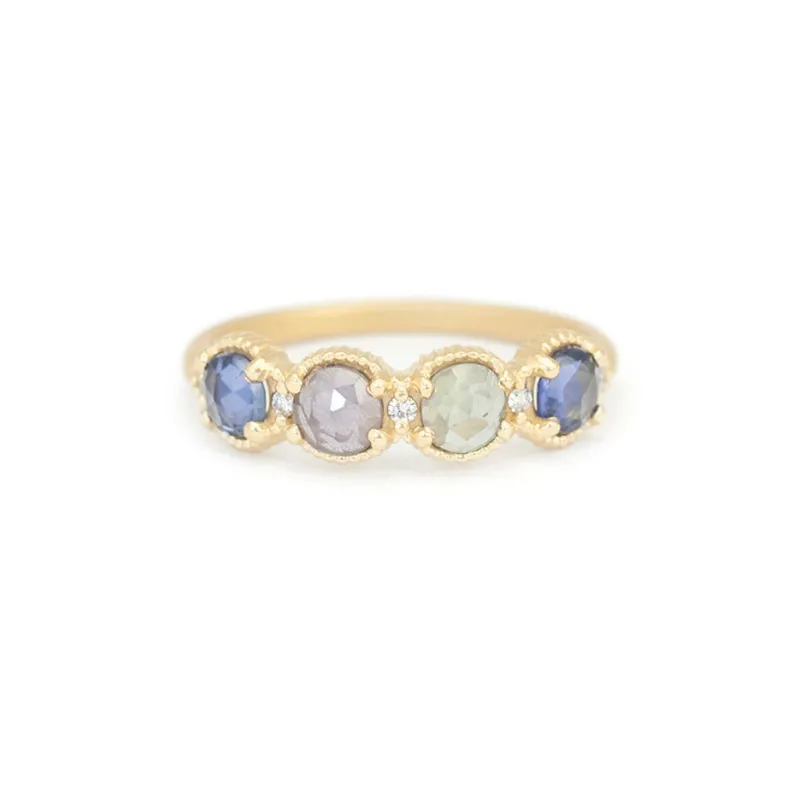 Ribbed Rose Cut Topper (LC8893)- Cool Blue Tonal Sapphires made by Meghan Thorne Jewlery