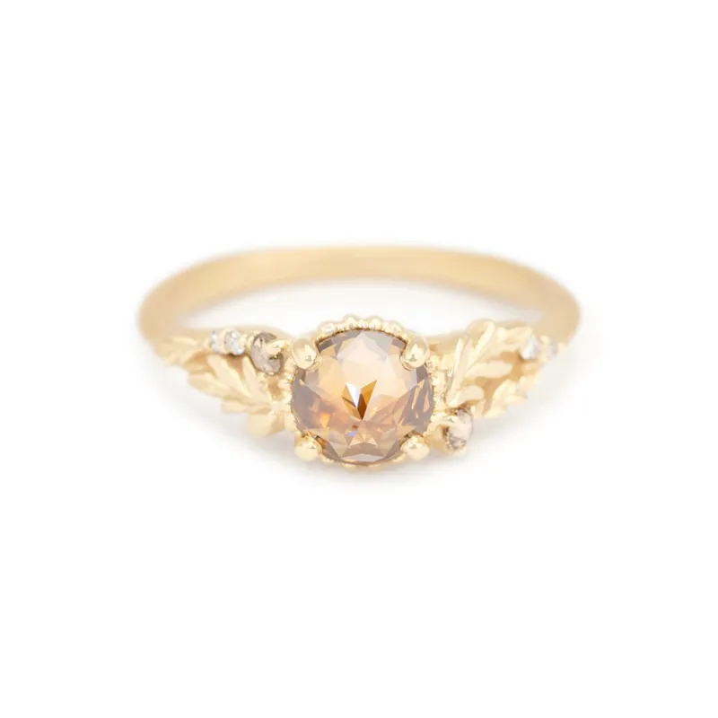 Wood Nymph Asymmetrical Cathedral Ring (LC8566) - 0.86ct Brown Star Rose Cut made by Meghan Thorne Jewlery