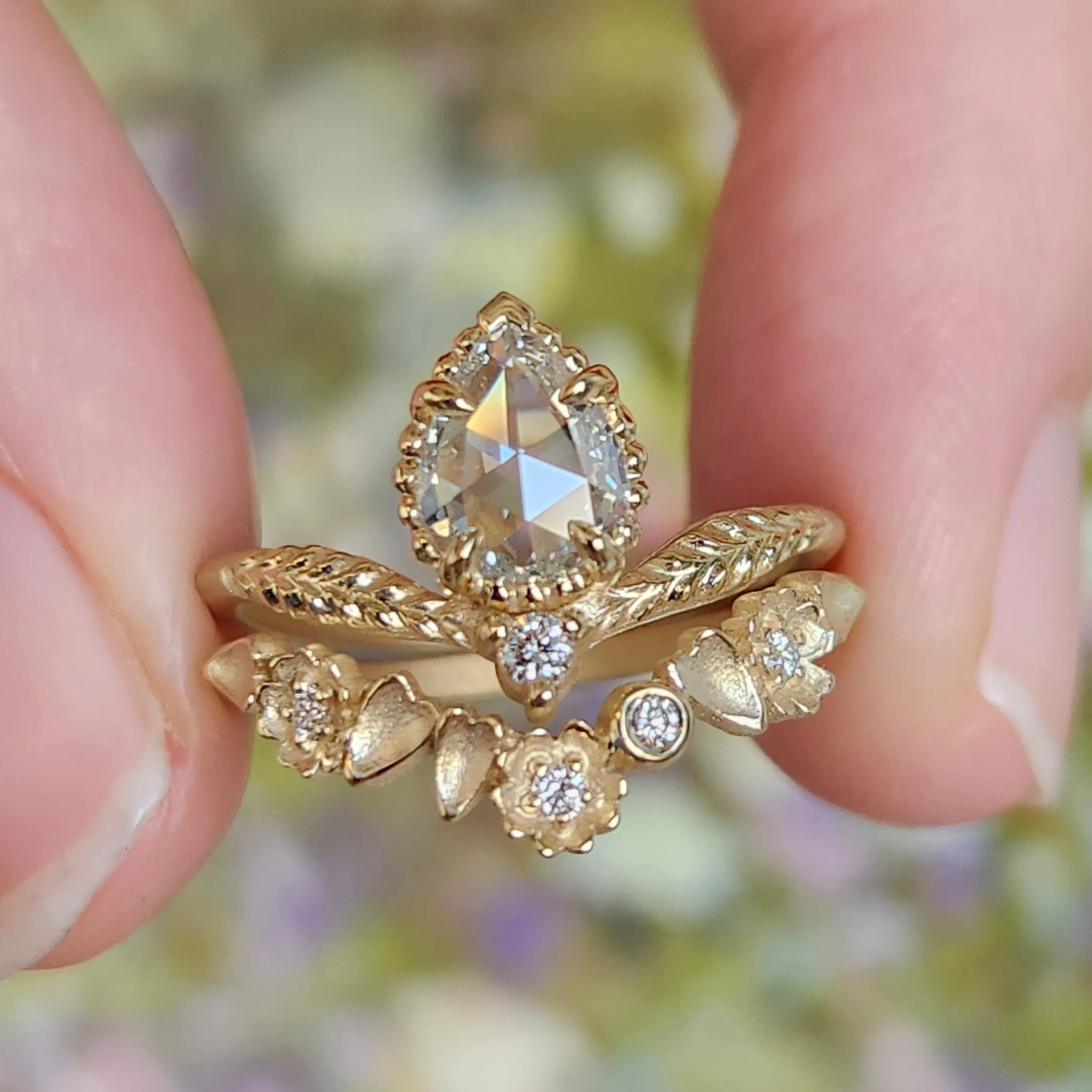 Evergreen Tulip Ring (LC8564) - Pear Rose Cut Diamond sold by Meghan Thorne Jewlery product image thumbnail 4