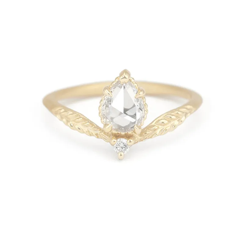 Evergreen Tulip Ring (LC8564) - Pear Rose Cut Diamond made by Meghan Thorne Jewlery