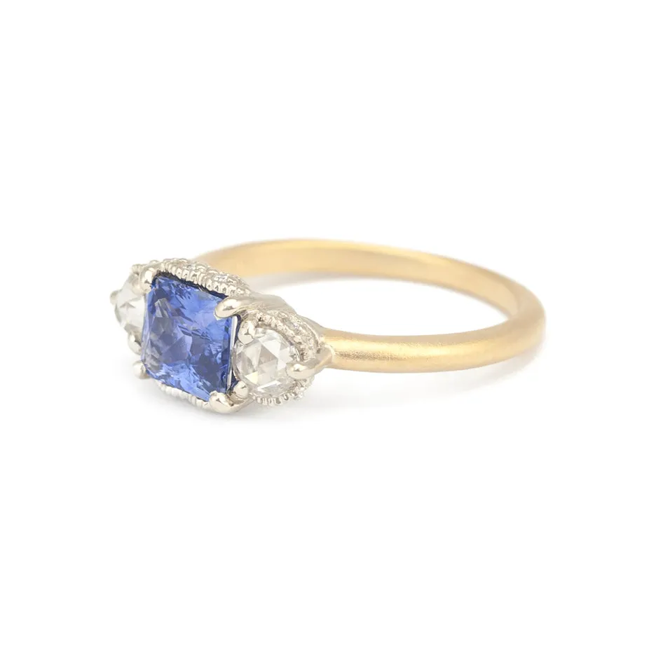 Ribbon Crown 3-Stone Ring (LC8586) - Blue Sapphire and Rose Cut Diamonds sold by Meghan Thorne Jewlery product image thumbnail 3