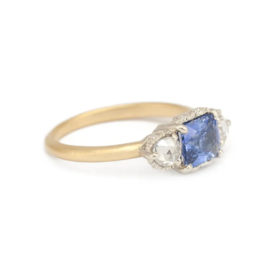 Ribbon Crown 3-Stone Ring (LC8586) - Blue Sapphire and Rose Cut Diamonds sold by Meghan Thorne Jewlery product image thumbnail 2