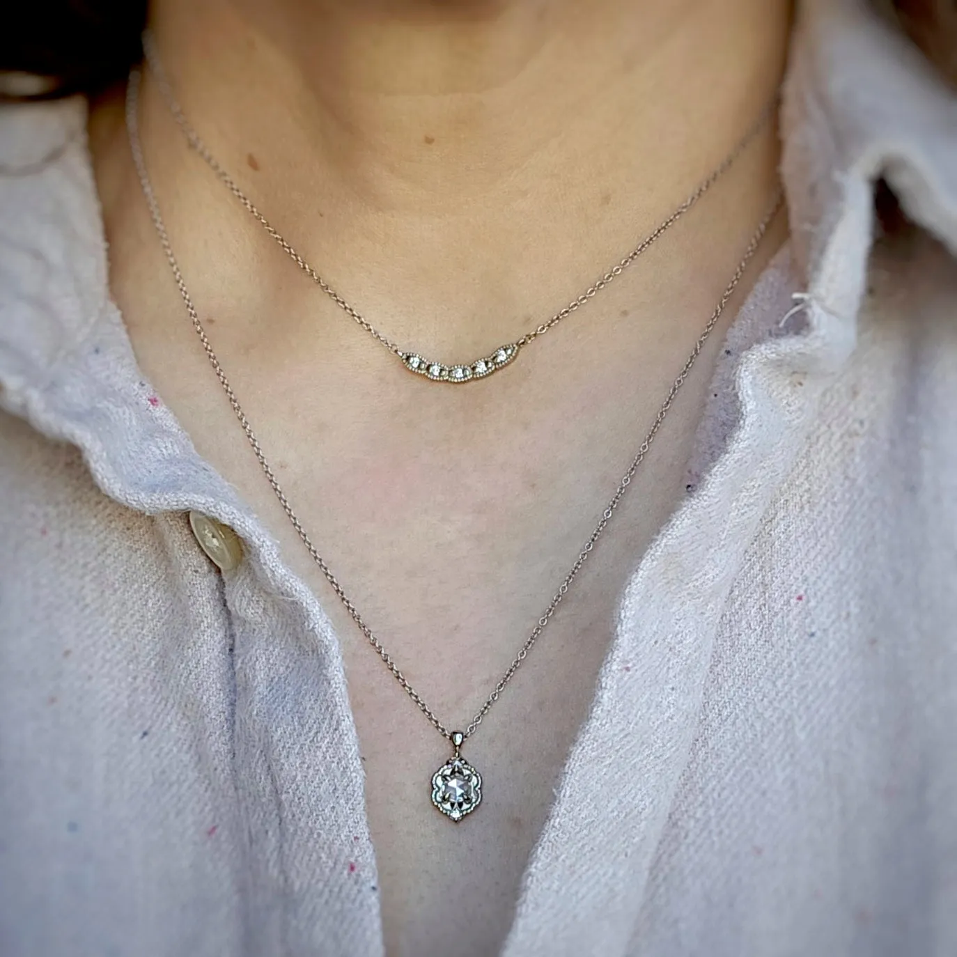 Venise Frame Necklace (LC8559)- Rose Cut Diamond sold by Meghan Thorne Jewlery product image thumbnail 2