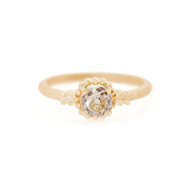 Wood Nymph Faye Solitaire Ring (MT6927)- 0.74 Antique Old Mine Cut Diamond made by Meghan Thorne Jewlery