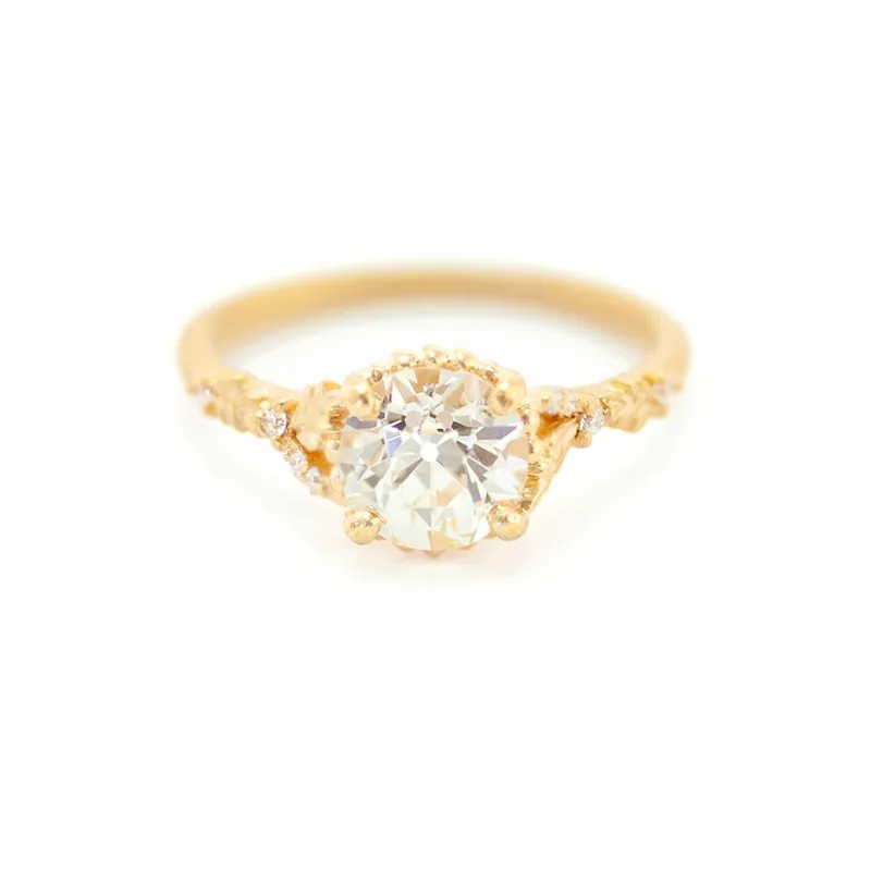 Wood Nymph Slender Cathedral Ring (LC8414) - 1.28ct Old European Cut Diamond made by Meghan Thorne Jewlery