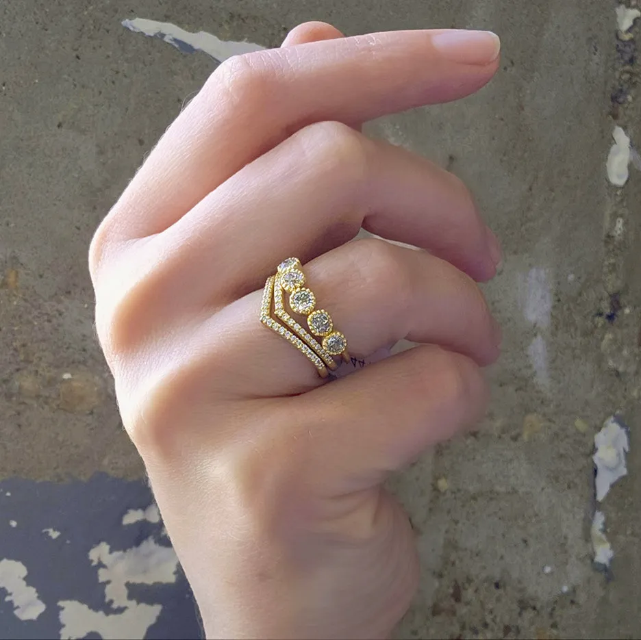 Pave Slender Soft V Guard - Yellow Gold sold by Meghan Thorne Jewlery product image thumbnail 2