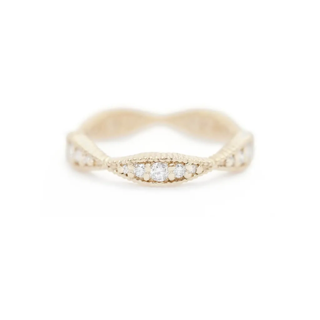 Ribbed Nestle Eternity Band - Yellow Gold sold by Meghan Thorne Jewlery