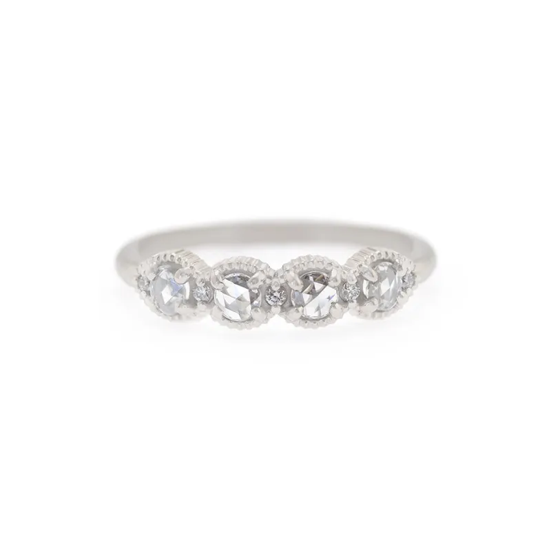 Ribbed Rose Cut Topper - White Gold made by Meghan Thorne Jewlery